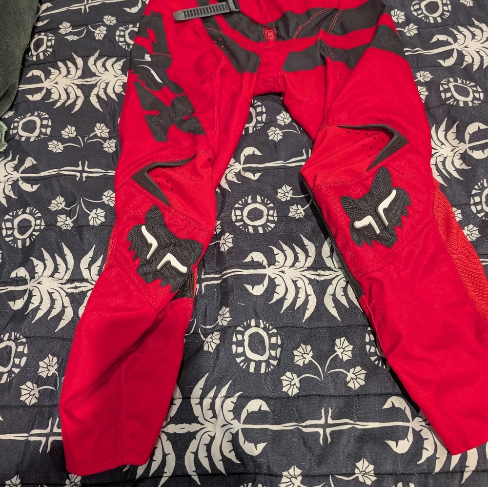 Red and Black Fox Racing Pants And Shirt